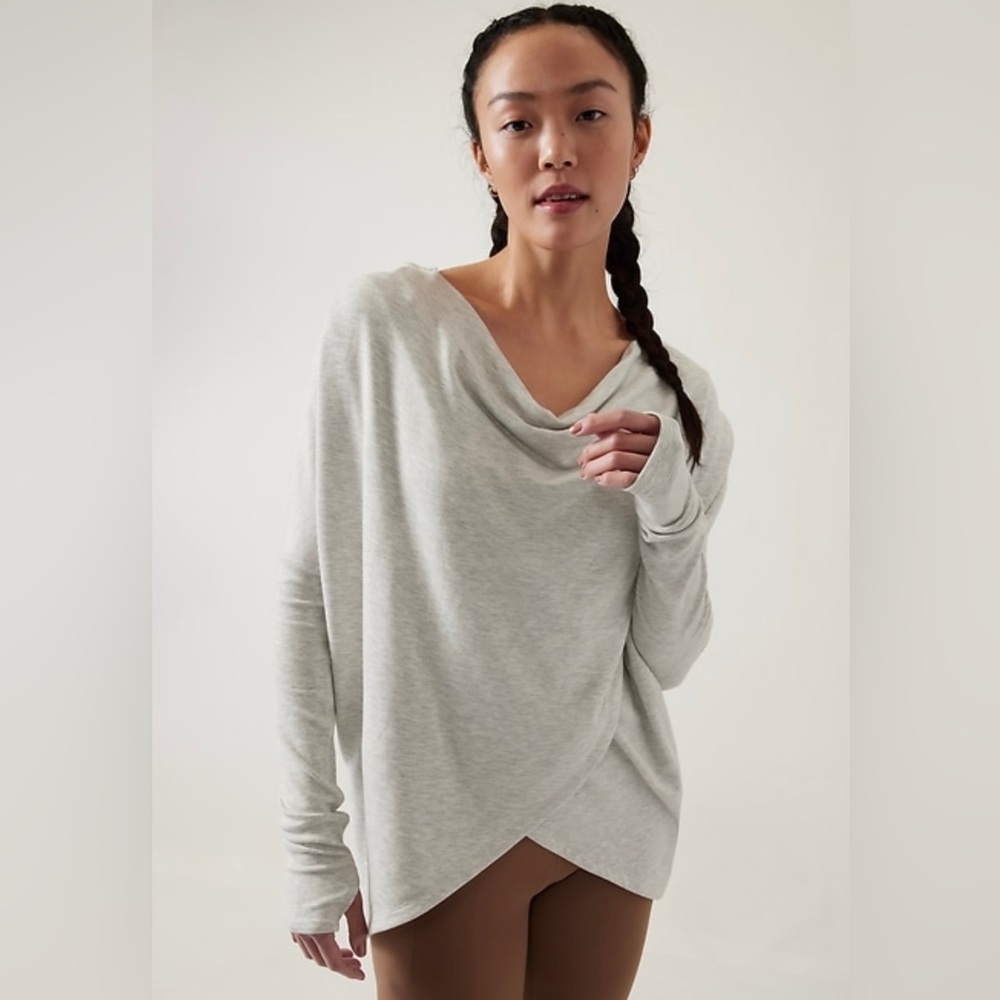 Athleta Purana Sweatshirt light Heather gray 2x NWT